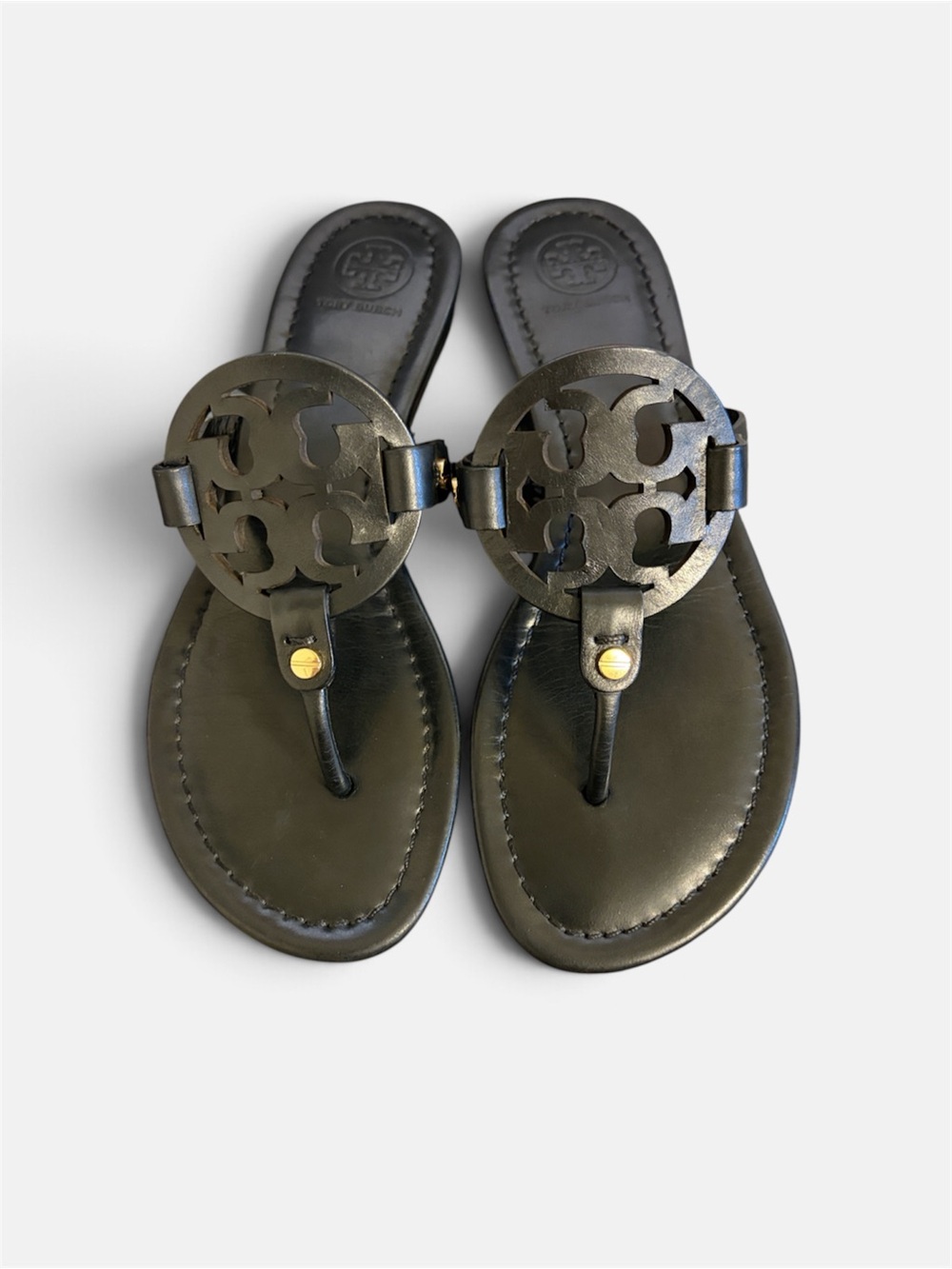 Tory Burch Logo Thong Sandals with Gold Accent